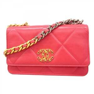 CHANEL Pink Lambskin Leather Wallet